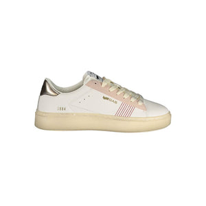 White Polyester Athletic Sneakers