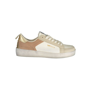 White Polyester Athletic Sneakers