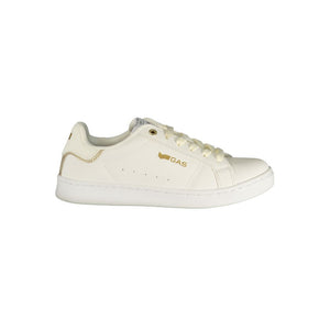 White Polyester Athletic Sneakers