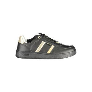 Black Polyester Athletic Sneakers