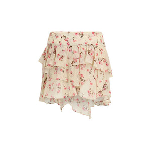 Beige Viscose Mini Skirt