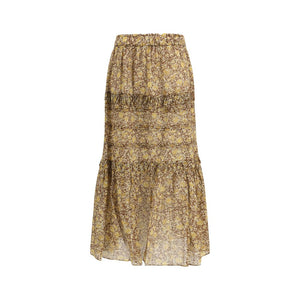 Bicolor Cotton Long Skirt