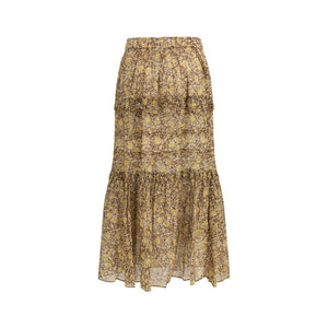 Bicolor Cotton Long Skirt