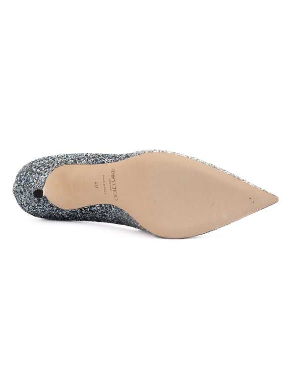 Silver Coarse Glitter Degrade Agnes Pumps