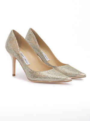 Gold Glitter Fabric Agnes Pumps