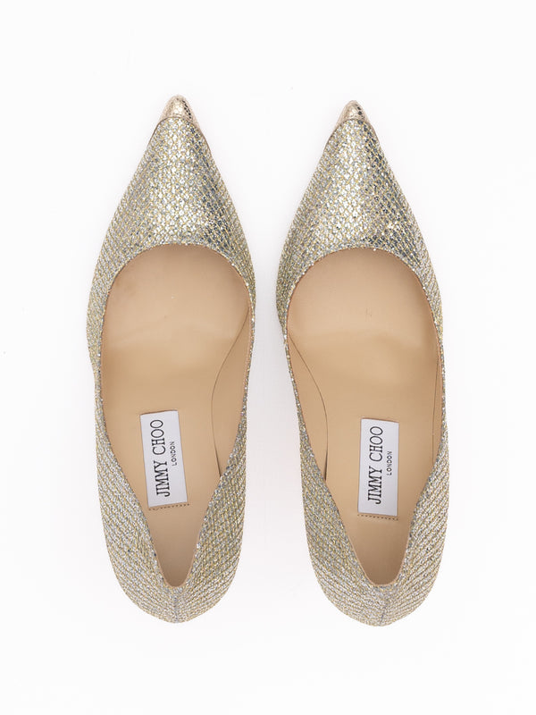 Gold Glitter Fabric Agnes Pumps