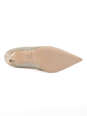 Gold Glitter Fabric Agnes Pumps