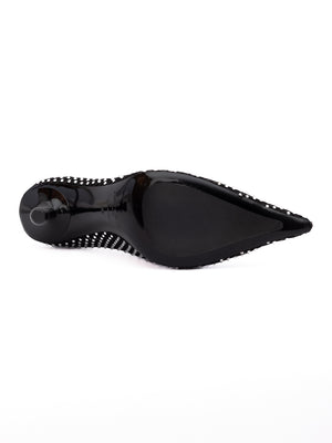 Black Mesh Satin Crystal Ixia 95 Pumps