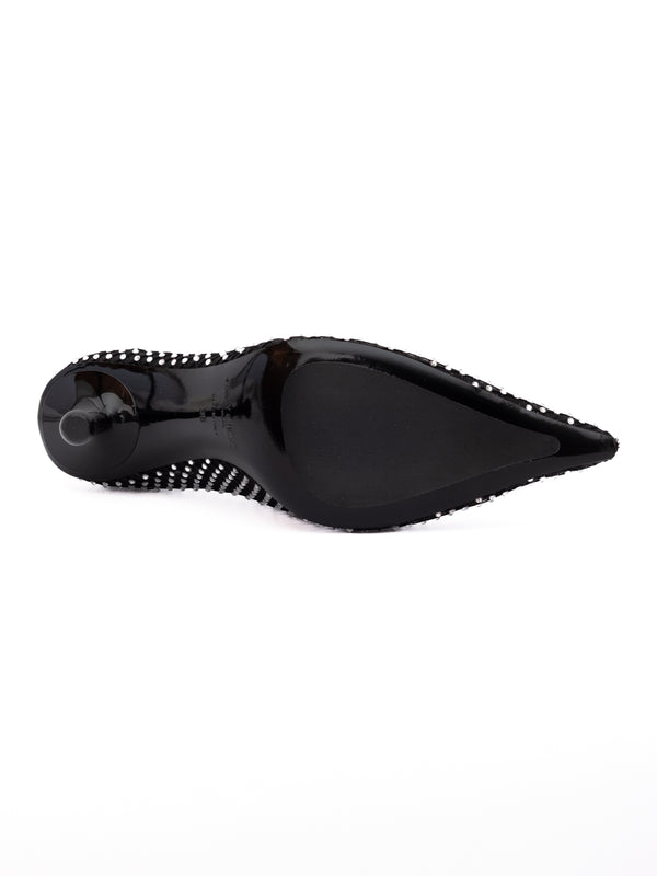 Black Mesh Satin Crystal Ixia 95 Pumps