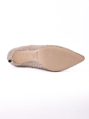 Honey Gold Shimmer Suede Crystals Romy 85 pumps