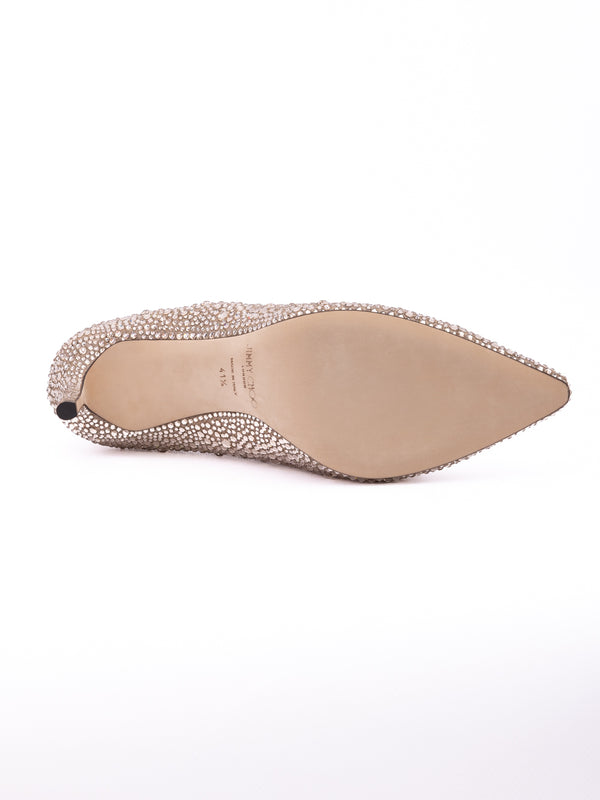 Honey Gold Shimmer Suede Crystals Romy 85 pumps