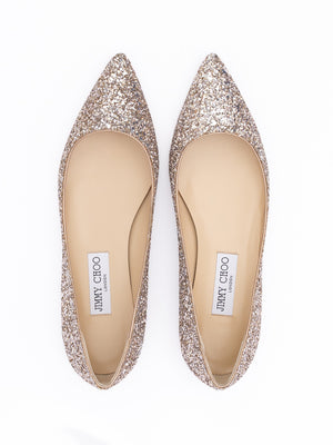 Rose Gold Glitter Fabric Alina Ballet Flat