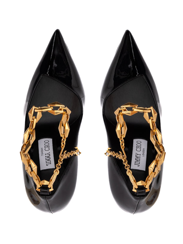 Black Patent Leather Diamond Talura 100 Pumps