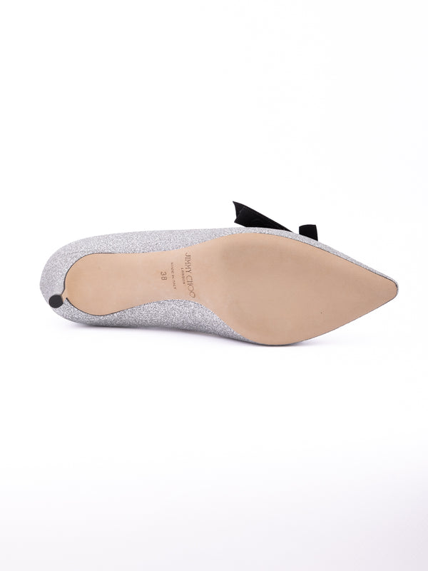 Silver Fine Glitter Fabric Romy 60 Pumps