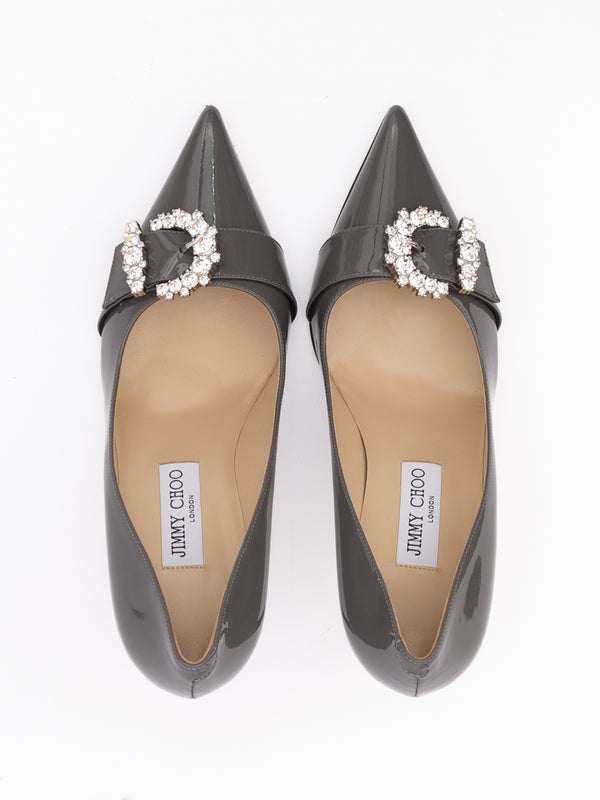 Storm Grey Patent Leather Chery 85 Pumps