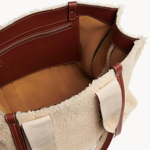 Beige Lamb Fur Tote Bag