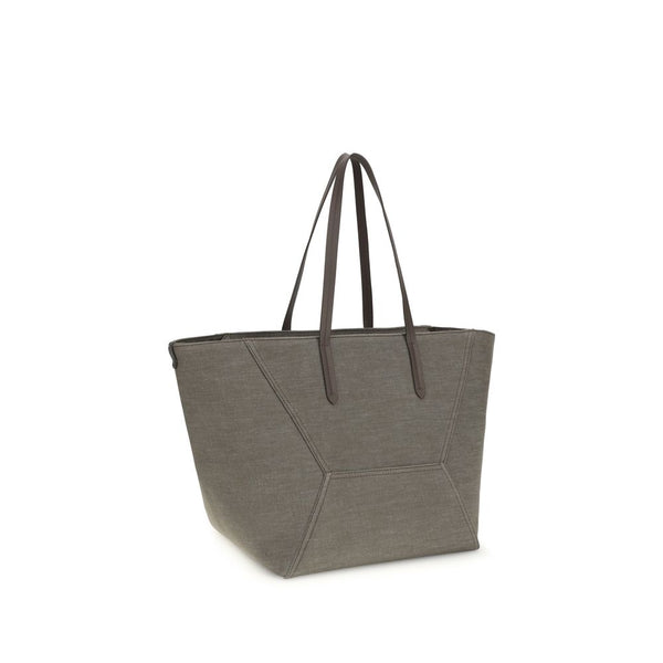 Brown Cotton Shoulder Bag