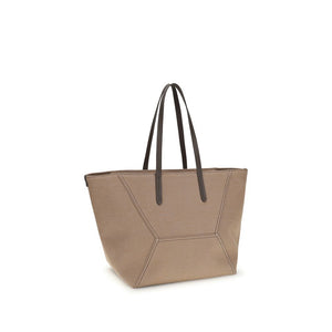 Beige Cotton Shoulder Bag