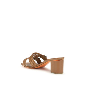 Beige Calf Leather Bos Taurus Platform Sandals