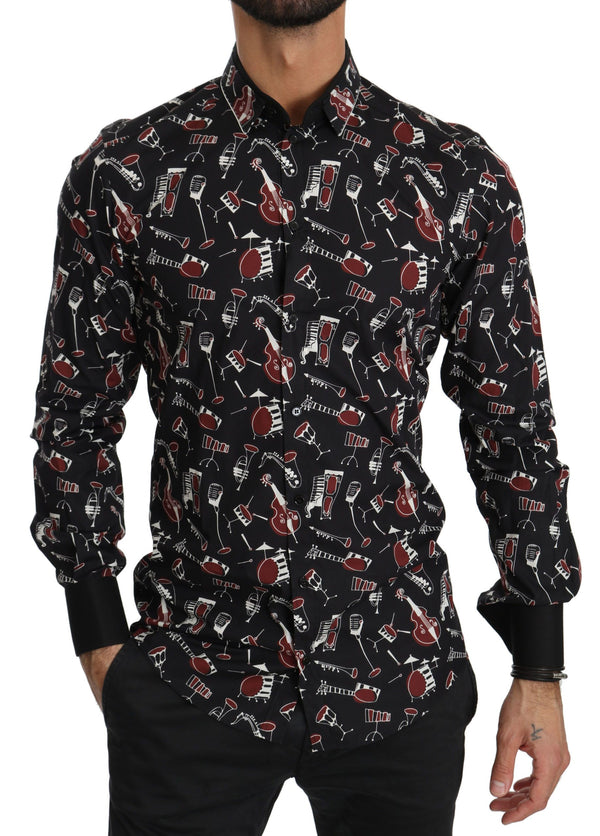 Black Musical Instrument Slim fit Shirt