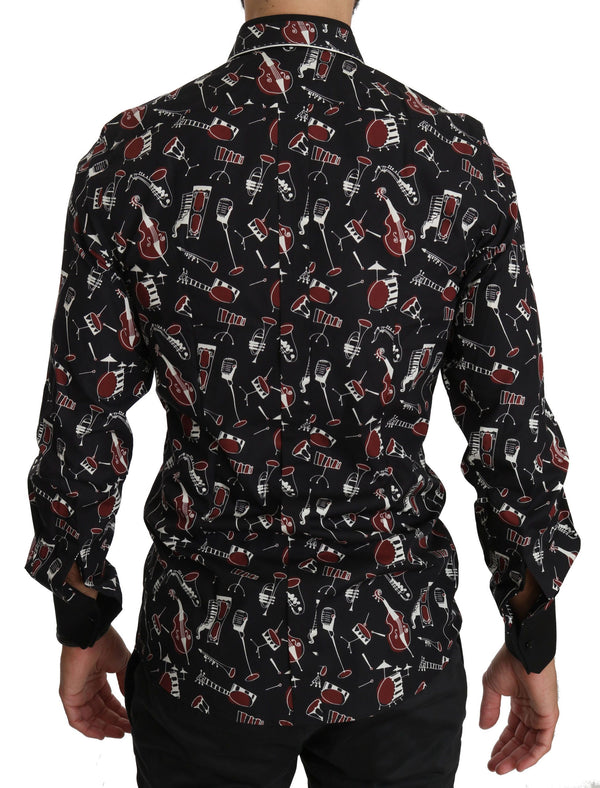 Black Musical Instrument Slim fit Shirt