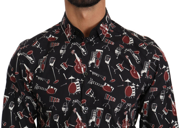 Black Musical Instrument Slim fit Shirt