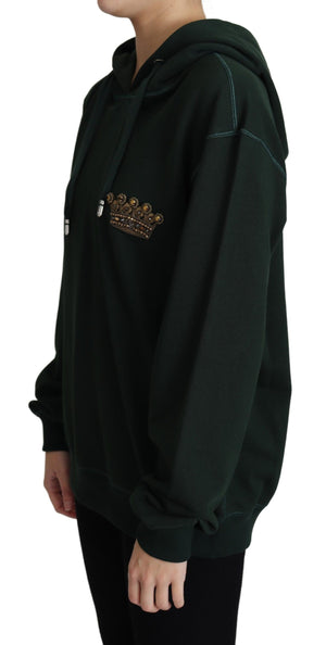 Dark Green Crown Embroidery Hoodie