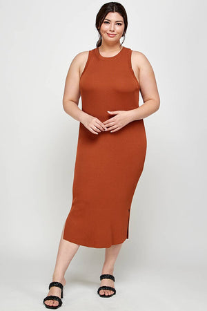 Ribbed Sleeveless Midi Dress