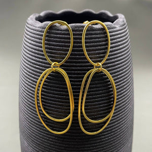 Golden Orbit Double Drop Earrings