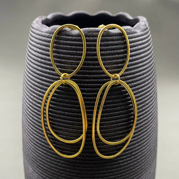 Golden Orbit Double Drop Earrings