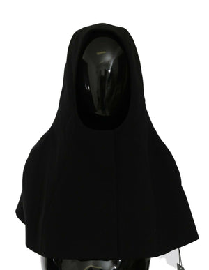Black Wool Whole Head Hooded Scarf Hat