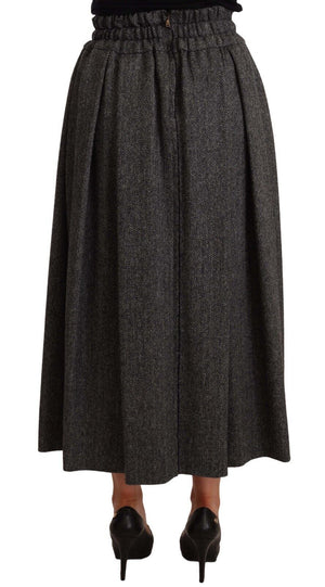 Gray Wool High Waist A-line PIECE Skirt