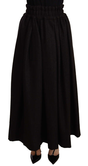 Black Wool High Waist Maxi PIECE Skirt