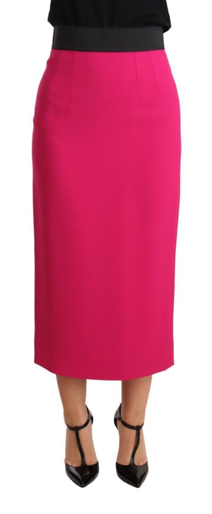 Pink High Waist Stretch Pencil Straight Skirt