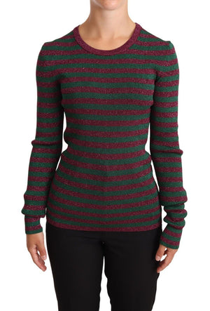 Multicolor Striped Crew Neck Pullover Sweater