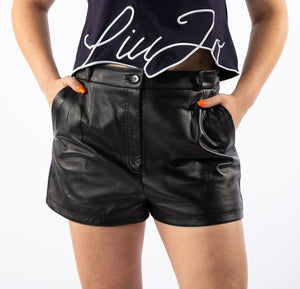 Black Lambskin Women Short