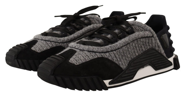 Black Gray Fabric Lace Up NS1 Sneakers Shoes