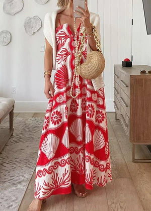 Resort Style Sea Creature Print Slip Dress
