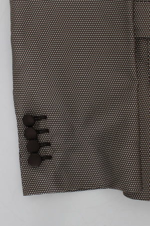 Brown Slim Fit Silk Two Button Blazer