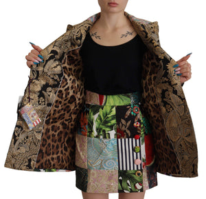 Multicolor Double-Breasted Patchwork Jacquard Blazer Jacket