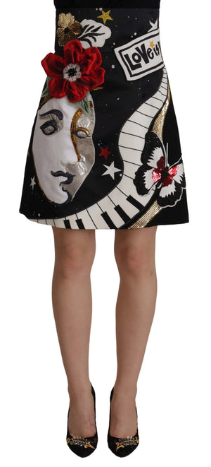 Black Love Clock Sequined Piano Skirt