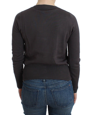 Purple Wool Sequined Cardigan Knit Sweater