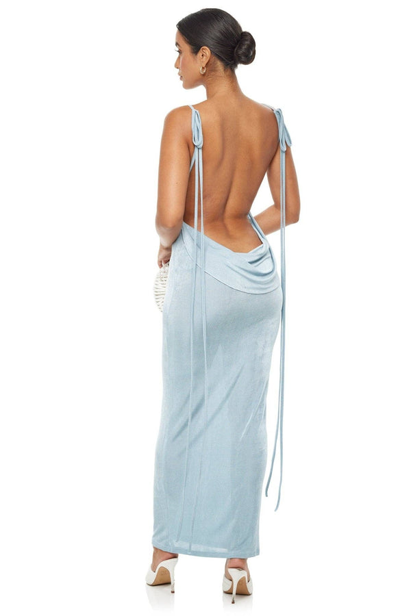 Open-Back Tie Shoulder Maxi Dress