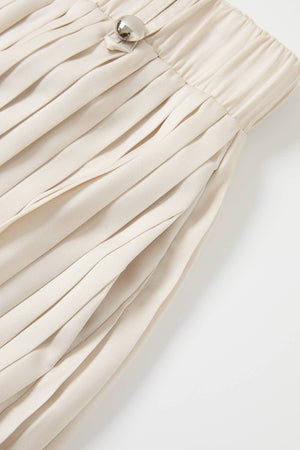 Pleated Wide Leg Pants With Knit Waist Band