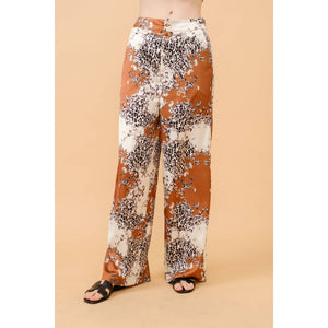 Baroque Leopard Print Satin Wide-Leg Pants