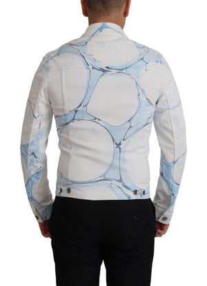 White Cotton Logo Embroidery Denim Jacket