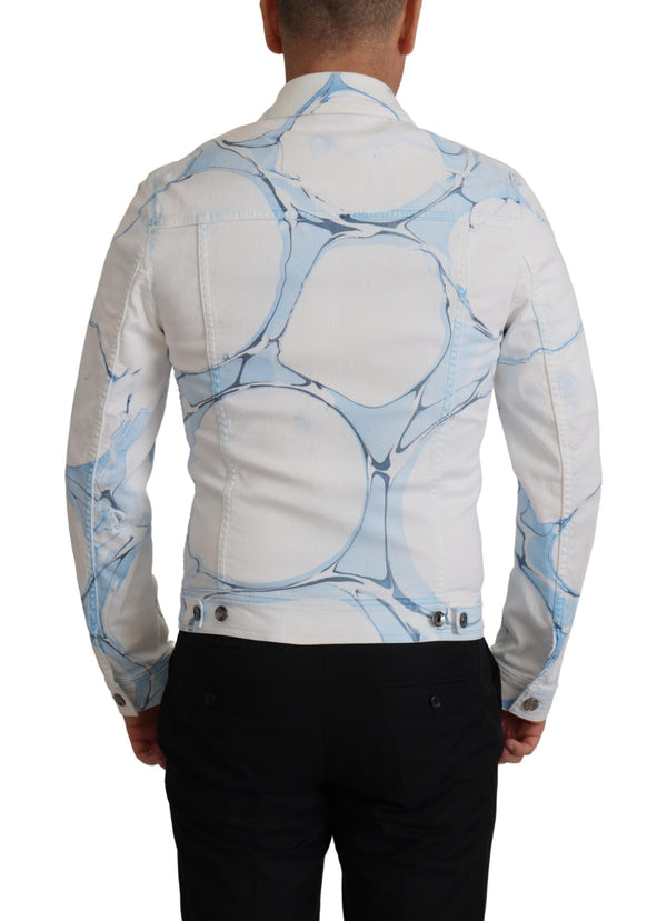 White Cotton Logo Embroidery Denim Jacket