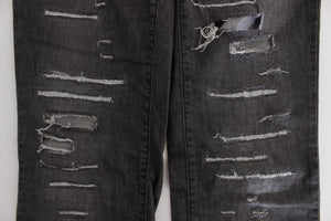 Gray Wash Cotton Torn Straight Fit Jeans