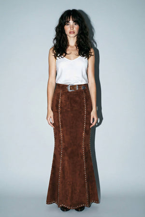 Sienna Western Eyelet Suede Maxi Skirt