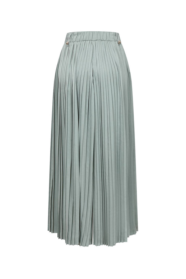 Pleated Wide Leg Pants With Knit Waist Band